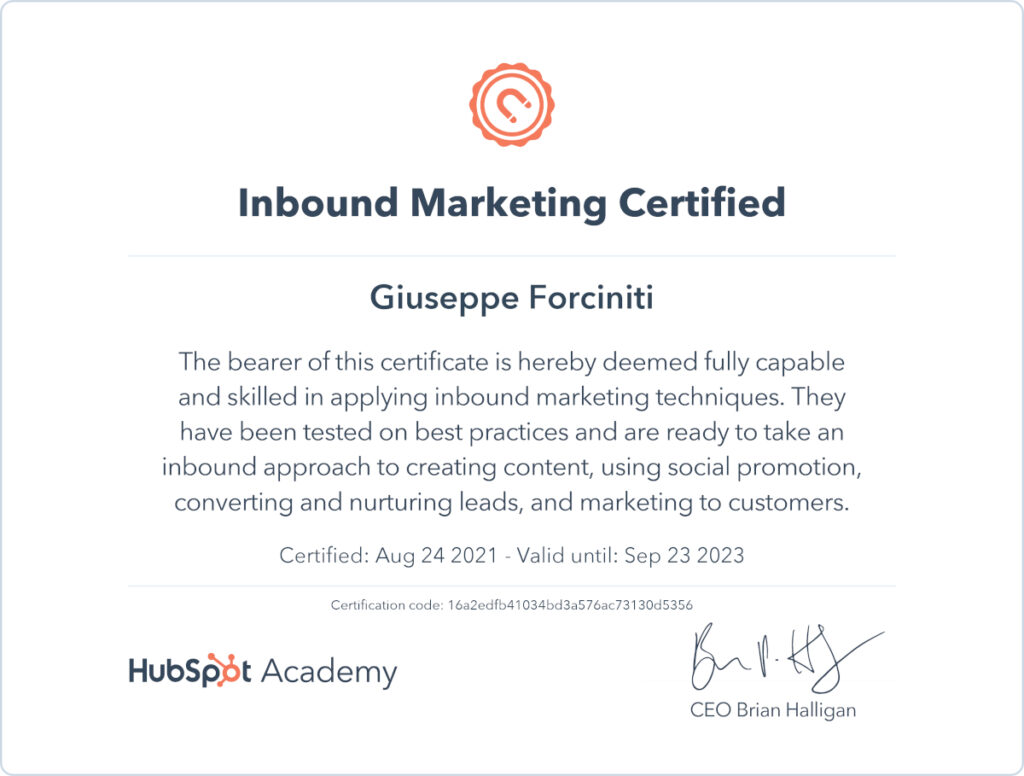 Certificación Inbound Marketing Hubspot